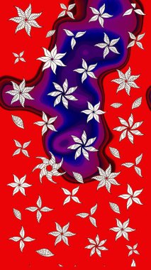 Düz Çiçek Elementleri Tasarım Raster illüstrasyonu. Renkli Bahar Teması eskiz kalıbı. Çiçek desenli eskiz. Kırmızı ve nötr renkte çiçekler.