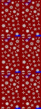 Küçük çiçekteki sevimli çiçek deseni. Bir sürü kırmızı ve nötr soyut çiçekli tropik eskiz deseni. Renkli ve nötr raster çizimi.