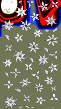 Yeşil ve beyaz renkli çiçekler. Düz Çiçek Elementleri Tasarımı. Güzel çiçek deseni. Renkli Bahar Teması çizim şablonu.