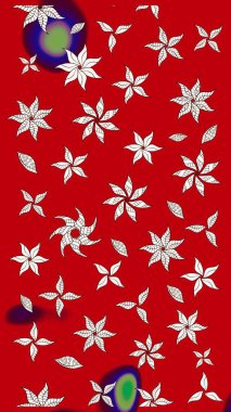 Çiçekli karalama şeklinde Raster çiçek deseni. Yumuşak, yaz çiçekli arka plan. Kırmızı ve nötr renkte çiçekler.