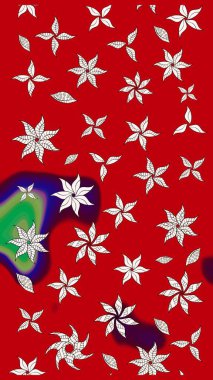 Düz Çiçek Elementleri Tasarımı. Raster illüstrasyonundaki çiçek desenli çizim. Renkli Yaz Temalı eskiz kalıbı. Kırmızı ve nötr renkte çiçekler.