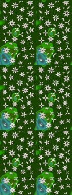 Yeşil ve nötr renklerde çiçekler. Raster illüstrasyonunda çiçek deseni çizimi.