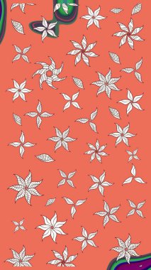 Raster deseni. Çiçekli çiçek deseni, suluboya. Süslü kumaş deseni.