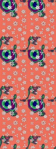 Çiçek ve yapraklı çiçek deseni. Raster illüstrasyonu. Küçük çiçekli şirin desen.