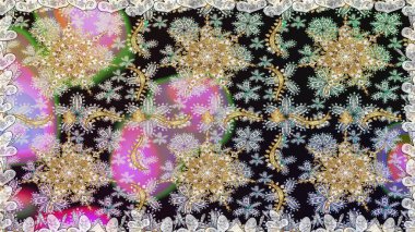 Barok tarzında duvar kağıdı tasarımı için kusursuz damaske deseni arkaplanı. Süslü raster dekorasyonu. Altın elementlerle gri renklerde altın desen.