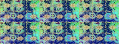 Mavi renkler ve altın elementler üzerine çizim. Altın şablonu çiz. Raster doğulu süsü.