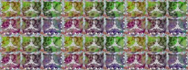 Yeşil renkli çiçekler. Düz Çiçek Elementleri Tasarımı. Raster Illustrasyon 'da moda olmayan çiçek deseni. Renkli Yaz Temalı Kusursuz Arkaplan.