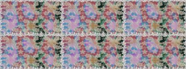 Düz Çiçek Elementleri Tasarımı. Raster illüstrasyonu. Çiçekli, suluboya desenli kusursuz çiçek deseni. Tarafsız renklerde çiçekler. Renkli Bahar Teması Kusursuz Arkaplan.