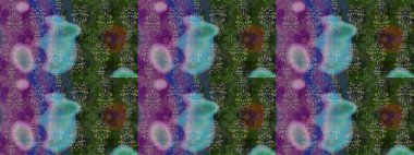 Düz Çiçek Elementleri Tasarımı. Yeşil renkli çiçekler. Renkli Bahar Teması eskiz kalıbı. Raster illüstrasyonunda çiçek deseni çizimi.