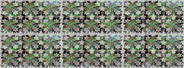 Raster düz çiçekleri pürüzsüz desen. Hediye ambalaj kağıdı, tebrik kartları, posterler ve pankart tasarımı. Gri renkli çiçekler.