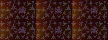 Kahverengi, siyah ve yeşil renkli çiçekler. Hediye ambalaj kağıdı, tebrik kartları, posterler ve pankart tasarımı. Raster düz çiçek çizim deseni.