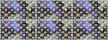 Poster ya da kapak için arka plan. Yapraklı kusursuz desen. Davetiye ve kartpostal tasarımı için dekoratif çiçek unsurları. Tekstil için figür. Sevimli zarif çiçekler Raster illüstrasyonu.