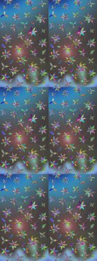 Renkli Bahar Teması eskiz kalıbı. Düz Çiçek Elementleri Tasarım Raster illüstrasyonu. Çiçek desenli eskiz. Mavi ve gri renkte çiçekler.