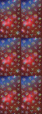 Güzel kumaş deseni. Raster Illustrasyon 'daki Çiçek Deseni' nin son moda çizimi. Düz Çiçek Elementleri Tasarımı. Renkli Yaz Teması çizim şablonu.