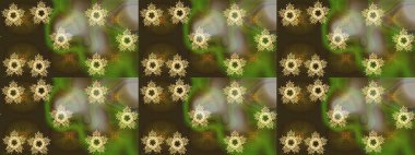 Yeşil, kahverengi ve gri kar tanelerinden izole edilmiş. Renkli kar taneleri Raster çizimi. Güzel kış süsleri..