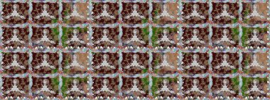 Düz Çiçek Elementleri Tasarımı. Renkli Bahar Temalı Kusursuz Arkaplan. Raster Modaya uygun kumaş deseni. Kahverengi renkli şirin çiçek deseni.