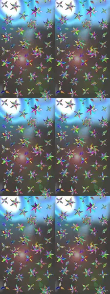 Gri ve mavi renkli gri ve mavi papatya deseni. Raster illüstrasyonu. Gri ve mavi renklerde.