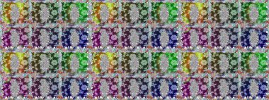 Hint süsü. Kusursuz desen. Çiçek duvar kağıdı. Tarafsız renklerde. Renkli süs kenarı. Raster illüstrasyonu.