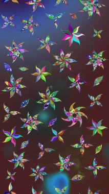 Renkli Bahar Teması eskiz kalıbı. Raster. Düz Çiçek Elementleri Tasarımı.