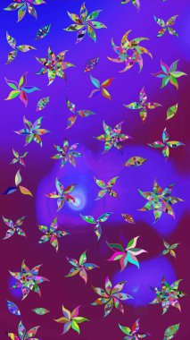 Küçük renkli çiçekler. Motley illüstrasyonu. Moda baskıları için zarif bir şablon. Küçük çiçekte güzel bir desen. Menekşe ve mor çiçekli bahar çiçekleri.