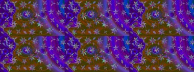 Çiçekli karalama şeklinde Raster çiçek deseni. Nazikçe, güzel çiçek arkaplanı. Mor ve kahverengi renkte çiçekler.