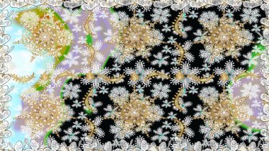 Raster oryantal süs. Geleneksel klasik altın desen. Barok tarzında kusursuz bir doğulu süsü. Altın elementlerle nötr renklerde altın desen.