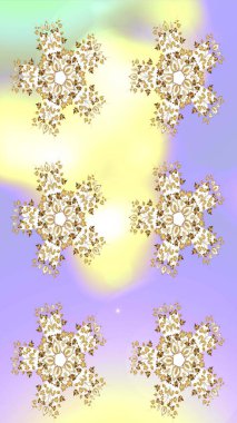 Soyut duvar kâğıdı, ambalaj dekorasyonu. Altın renkler üzerine bir resim. Basit bir kar tanesi. Kışın sembolü, mutlu noeller, mutlu yeni yıl kutlaması Raster illüstrasyonu..