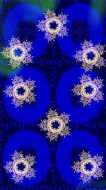 Raster illüstrasyonu. Kar tanelerinin soyut arkaplanı olan şirin bir Noel arkaplanı. Renkler. Mavi, nötr ve siyah kar taneleri. Noel ve Yeni Yıl moda baskıları için tatil tasarımı.