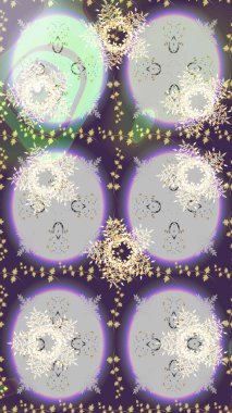 Nötr, gri ve mor renkte kar tanelerinden oluşan kış deseni. Kış konsepti Raster illüstrasyonu. Düz yatıyordu.