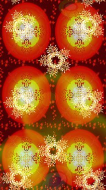 Kahverengi, kırmızı ve turuncu renklerde. Raster illüstrasyonu. Renkli süs kenarı. Hint süsü. Çiçek duvar kağıdı. Kusursuz desen.