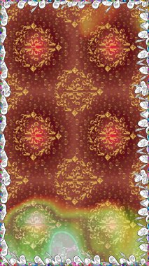 Kahverengi renklerde bahar çiçekleri. Çiçek ve yapraklı karalama şeklinde Raster çiçek deseni. Raster illüstrasyonu.