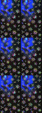 Raster illüstrasyonu. Çiçekli çiçek deseni, suluboya. Düz Çiçek Elementleri Tasarımı. Renkli Bahar Teması eskiz kalıbı. Gri ve mavi renkte çiçekler.