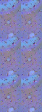 Sevimli çiçek raster deseni. Modaya uygun kumaş deseni. Renkli Yaz Temalı eskiz kalıbı. Düz Çiçek Elementleri Tasarımı.