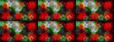 Çiçek Elementleri 'nin soyut geçmişi. Kahverengi, kırmızı ve gri renkler üzerine tasarım. Raster kış deseni. Raster illüstrasyonu.