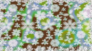 Küçük çiçekteki sevimli çiçek deseni. Varicoloneutral raster pürüzsüz illüstrasyon. Birçok nötr ve soyut çiçekli tropikal desenler.