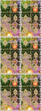 Duvar kâğıdı barok, İspanyol kumaşı. Kusursuz raster arka plan. Şık bir grafik desen. Kahverengi ve bej renklerde altın elementler. Çiçek deseni.