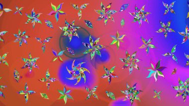 Turuncu ve pembe renkli çiçekler. Elle boyanmış suluboya resim çizimi çiçekler ve bitkiler.