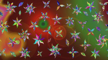 Renklerle. Çiçekli güzel suluboya desen. Raster illüstrasyonu.