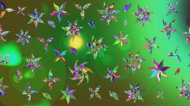 Raster illüstrasyonu. Renkli şirin çiçekler. Moda baskısı, albüm, ambalaj kağıdı ve duvar kağıdı için zarif dekoratif süslemeler. Küçük çiçekli basit bir çiçek çizimi..