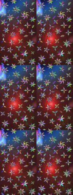 Tropik çiçek desenleri. Kahverengi ve mor renkli çiçekler. Raster illüstrasyonu.