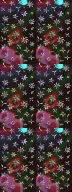 Şirin çiçek elementleri. Renkli çiçekler. Robot resim. Raster illüstrasyonu.