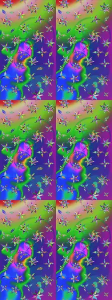 Çiçekli karalama şeklinde Raster çiçek deseni. Nazik, narin çiçek arkaplanı. Yeşil ve mavi renkte çiçekler.