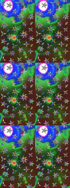 Yeşil ve kahverengi renkli çiçekler. Düz Çiçek Elementleri Tasarımı. Raster illüstrasyonundaki çiçek desenli çizim. Renkli Bahar Teması çizim şablonu.