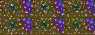 Renkli desenli eskiz deseni, çiçekler ve dekoratif elementlerle. Eskiz geçmişi. Raster illüstrasyonu. Kumaş, tekstil, duvar kağıdı baskısı için. Antika retro tarzı.