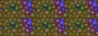 Renkli desenli eskiz deseni, çiçekler ve dekoratif elementlerle. Eskiz geçmişi. Raster illüstrasyonu. Kumaş, tekstil, duvar kağıdı baskısı için. Antika retro tarzı.