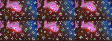 Raster illüstrasyonundaki çiçek desenli çizim. Renkli Bahar Teması eskiz kalıbı. Kahverengi ve mor renkli çiçekler. Düz Çiçek Elementleri Tasarımı.