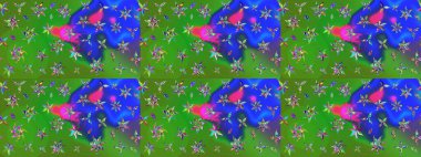 Raster Illustrasyon 'daki Çiçek Deseni' nin son moda çizimi. Güzel kumaş deseni. Renkli Yaz Temalı eskiz kalıbı. Düz Çiçek Elementleri Tasarımı.