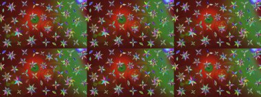 Çiçekli bahar çiçekleri. Küçük çiçekte güzel bir desen. Küçük renkli çiçekler. Moda baskıları için zarif bir şablon. Motley illüstrasyonu.