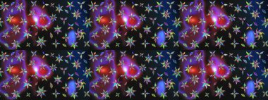 Bahar mevsimi. Renkli çiçekler. Nazik romantik baskı. Raster güzel bir çiçek deseni çizmiş. Tatil havası..