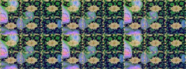 Antika altın tekrarlanabilir duvar kağıdı. Damask çizim kalıbı arka planı tekrarlıyor. Barok tarzında altın çiçek süsü. Gri renklerdeki altın element.